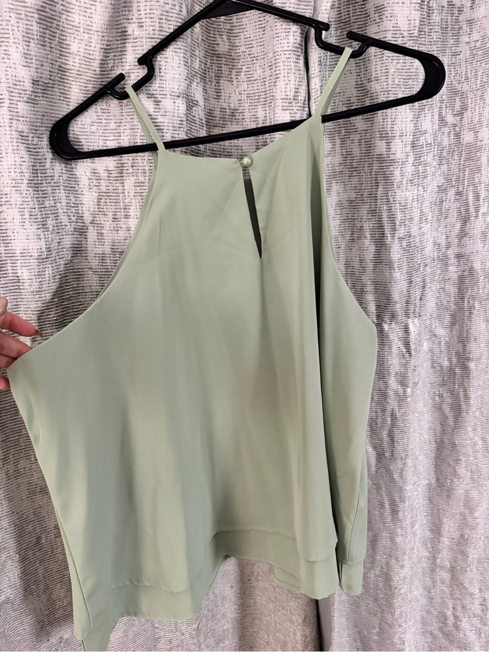 Sleeveless Halter Tank Top in Sage Green